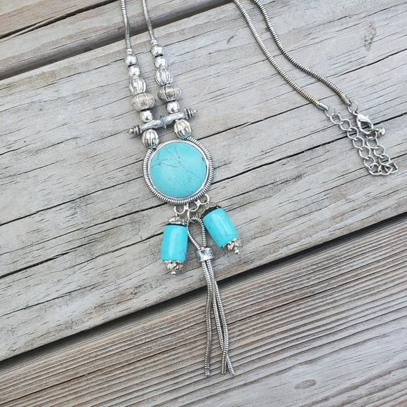 Apache Style Turquoise Boho Dangle Necklace - Picture 2 of 6